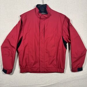 FootJoy DryJoys Men's Medium Golf Jacket Red Waterproof Windproof Full Zip